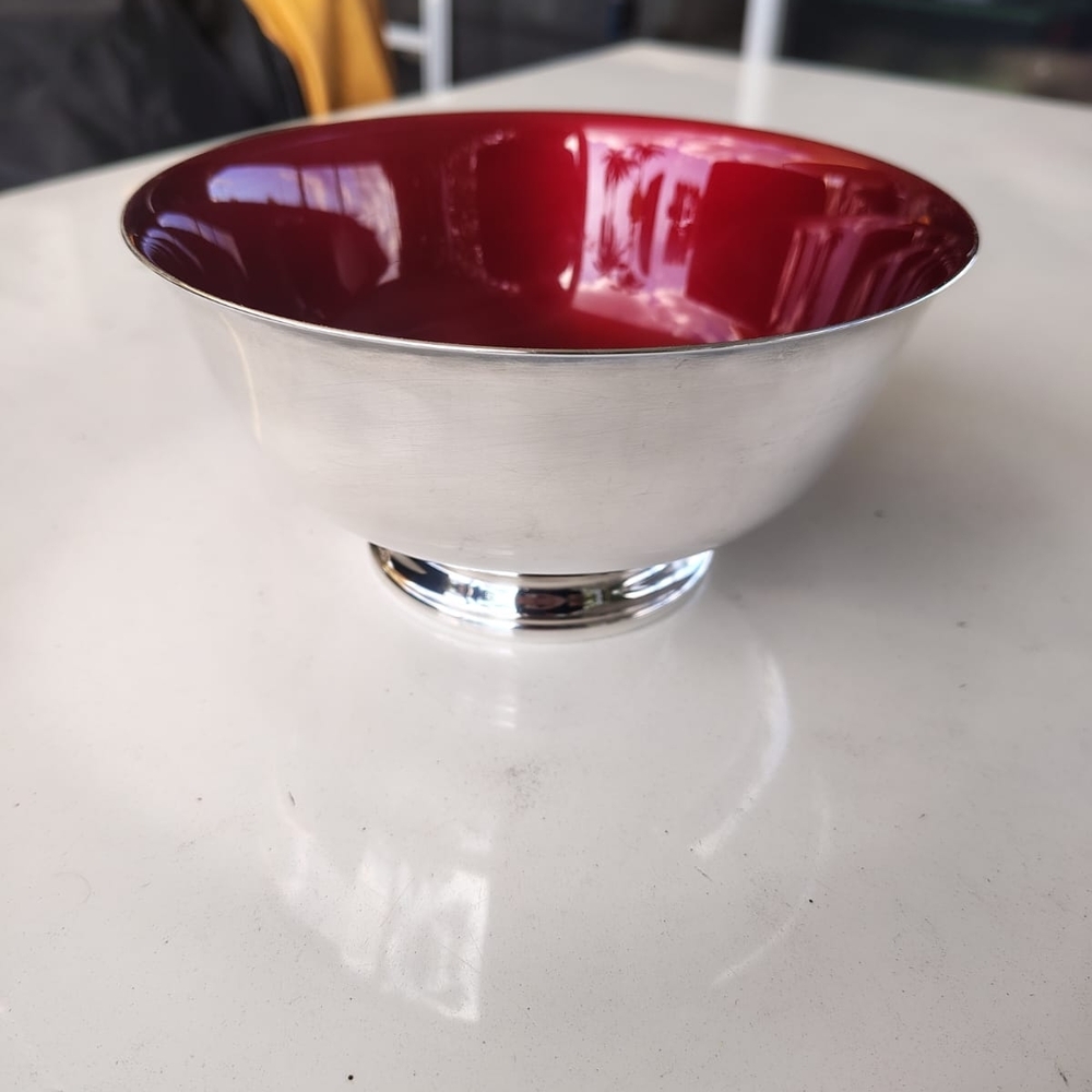 1970 Reed & Barton Silver and Red Serveware Bowl Vintage Silver plated